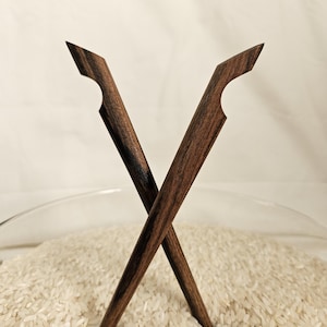 Bocote Wood Hair Stick – Handmade Notched Hair Pin with Carved Curves | Exotic Natural Wood Hairstick for Long Hair & Updos