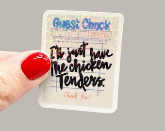 Chicken Tender Guest Check Sticker | Holographic Glitter Vinyl Decal | Funny Foodie