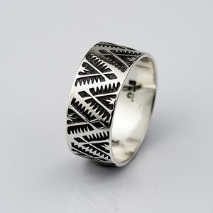 Sunrise in the Mountains Sterling Silver Native American style wide band ring Southwest design wide silver ring MADE TO ORDER image 1