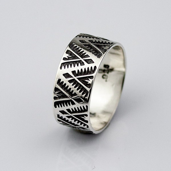 Sunrise in the Mountains | Sterling Silver Native American style wide band ring | Southwest design wide silver ring | MADE TO ORDER