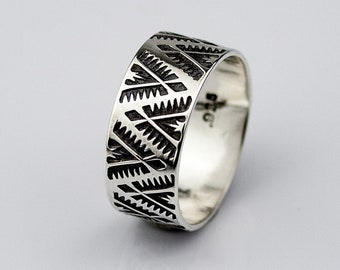 Sunrise in the Mountains | Sterling Silver Native American style wide band ring | Southwest design wide silver ring | MADE TO ORDER