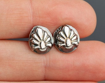 Sterling silver leaf stud earrings | Lightweight silver botanical post earrings