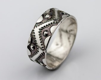 Riverbed | Sterling silver Native American style wide band ring | Southwest design wide silver ring | MADE TO ORDER