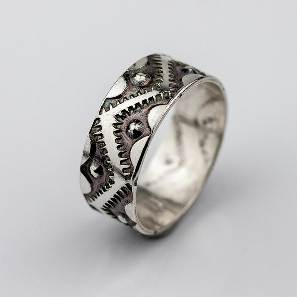 Riverbed | Sterling silver Native American style wide band ring | Southwest design wide silver ring | MADE TO ORDER