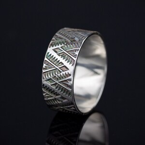 Sunrise in the Mountains Sterling Silver Native American style wide band ring Southwest design wide silver ring MADE TO ORDER image 2