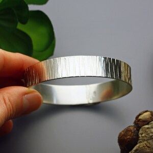 Waterfall Wide sterling silver bangle bracelet Thick handmade solid silver bangle Choose your size MADE TO ORDER image 2