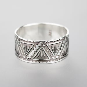 Mesquite Sterling silver Native American style wide band ring Southwest artisan made wide silver ring MADE TO ORDER image 2