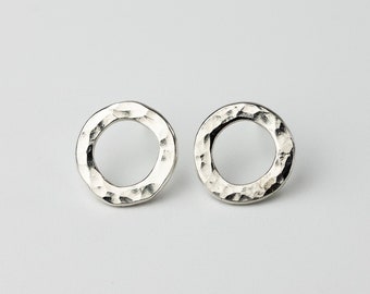 Orbital Studs | Small sterling silver hoop stud earrings