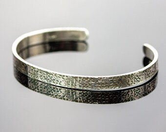 Strukturiertes Sterling Silber Armreif: Handgemachter Armreif
