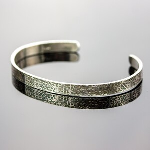 Sterling silver cuff bracelet | Thin textured silver cuff | Slender adjustable sterling silver stacking cuff bracelet |  | MADE TO ORDER