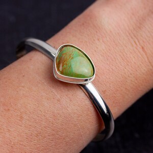 Nevada turquoise and sterling silver cuff bracelet | Understated everyday turquoise cuff bracelet | MADE TO ORDER