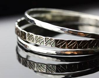 Brazalete geométrico de plata de ley: Diseño abstracto moderno. Hecho a medida. Brazalete "Geometry".