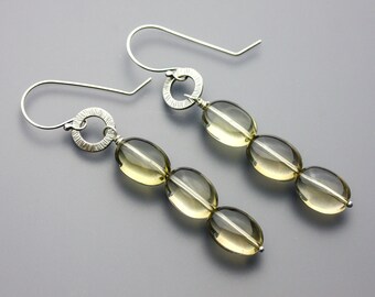 Champagne | Sterling silver and smoky quartz earrings | Artisan made quartz crystal gemstone and silver earrings
