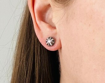 Maritime | Sterling silver abstract stud earrings | Unique, Artisan made silver nautical signal flag earrings