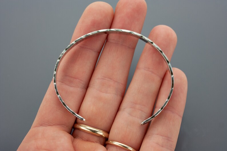 Geometric sterling silver cuff stack bracelet Slender adjustable textured sterling silver stacking cuff Choose your size MADE TO ORDER image 4