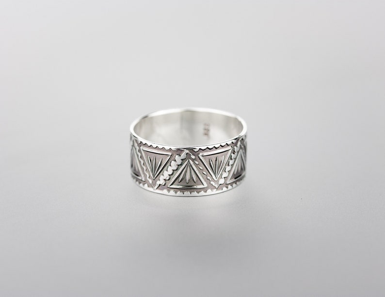 Mesquite Sterling silver Native American style wide band ring Southwest artisan made wide silver ring MADE TO ORDER image 2