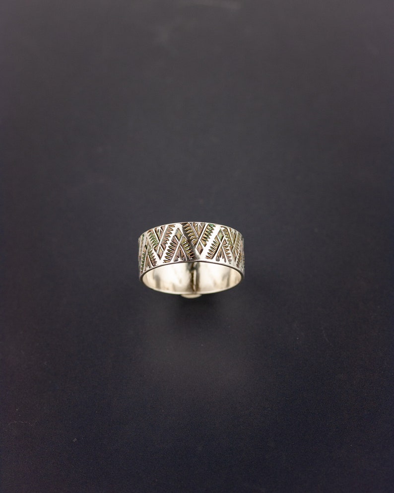 Sunrise in the Mountains Sterling Silver Native American style wide band ring Southwest design wide silver ring MADE TO ORDER image 4