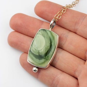 Green Imperial Jasper and Sterling Silver Pendant