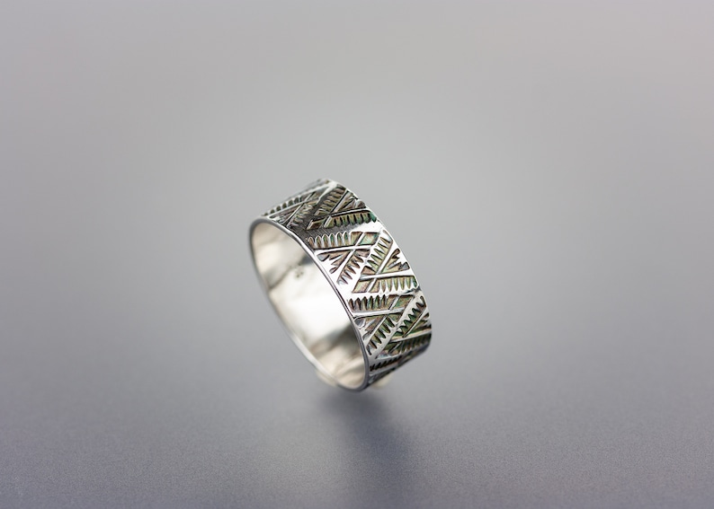 Sunrise in the Mountains Sterling Silver Native American style wide band ring Southwest design wide silver ring MADE TO ORDER image 6