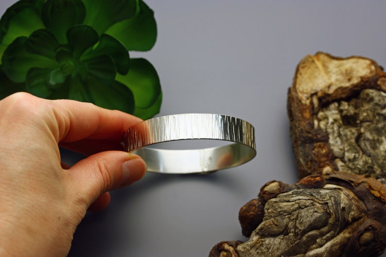 Waterfall Wide sterling silver bangle bracelet Thick handmade solid silver bangle Choose your size MADE TO ORDER image 2