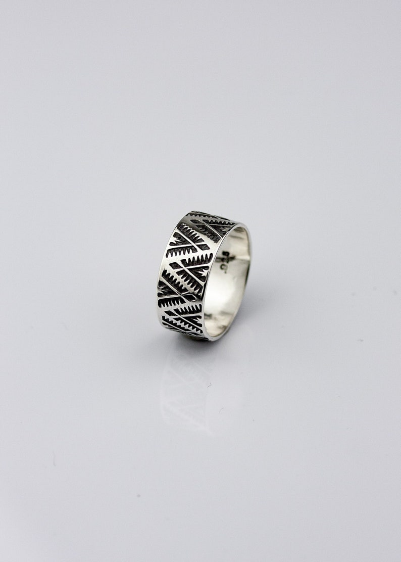 Sunrise in the Mountains Sterling Silver Native American style wide band ring Southwest design wide silver ring MADE TO ORDER image 1