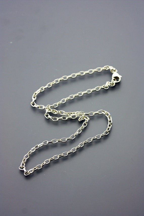 Sturdy Sterling Silver Oval Rolo Chain Chain Necklace Chains for Pendants 