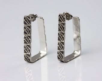 Geometry Squared Sterling Silver Hoop Earrings