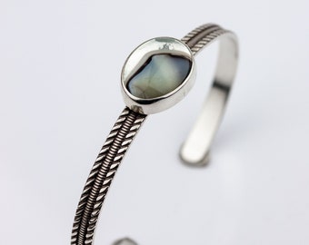 Manchette Glacier | Bracelet manchette en argent sterling gris Art-Glass | 6 pouces de long