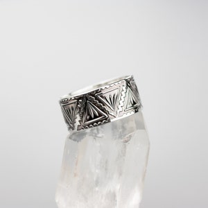 Mesquite Sterling silver Native American style wide band ring Southwest artisan made wide silver ring MADE TO ORDER image 6