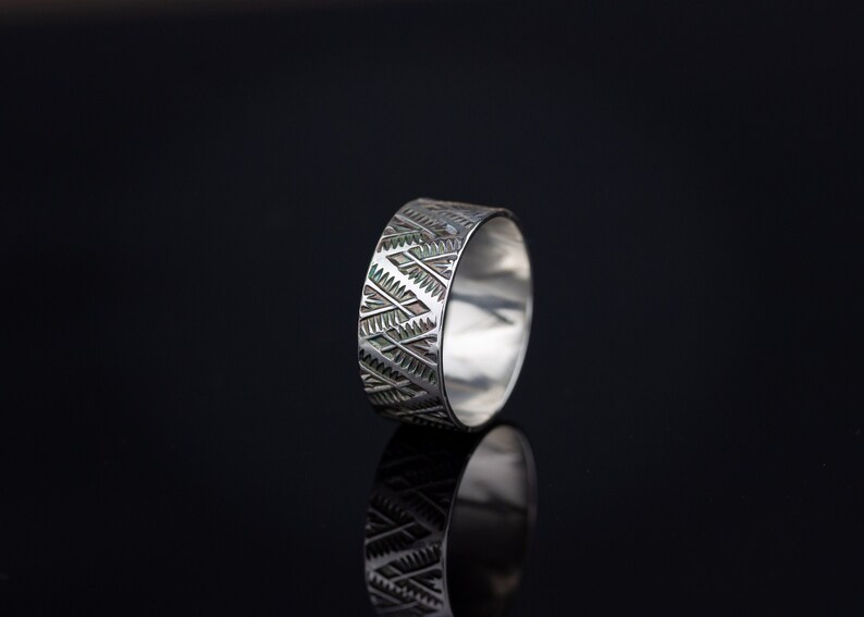 Sunrise in the Mountains Sterling Silver Native American style wide band ring Southwest design wide silver ring MADE TO ORDER image 2