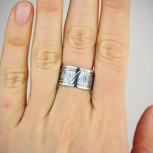 Mesquite Sterling silver Native American style wide band ring Southwest artisan made wide silver ring MADE TO ORDER image 5