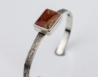 Martian Plain | Red Jasper Sterling Silver Cuff Bracelet | 6 inches long