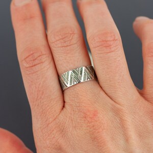 Sunrise in the Mountains Sterling Silver Native American style wide band ring Southwest design wide silver ring MADE TO ORDER image 3