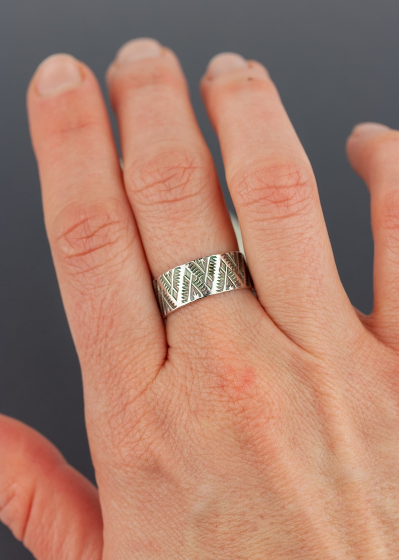 Sunrise in the Mountains Sterling Silver Native American style wide band ring Southwest design wide silver ring MADE TO ORDER image 3