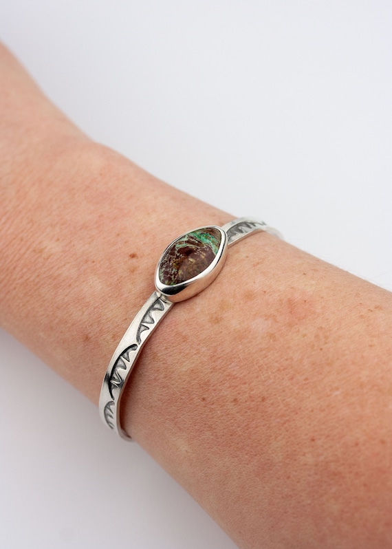 Signed Very Rare Vintage Native American Navajo Ze Bra Jasper Sterling Silver Bracelet Signed Very Rare Vintage Native American Navajo Ze Bra Jasper Sterling Silver Bracelet