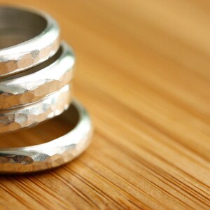 Thin sterling silver stacking ring with hammered texture | Minimalist silver stacker ring