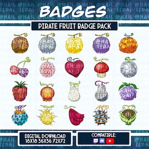 Anime Pirate Fruit Badge Pack - Set of 20 Twitch/Discord/YouTube