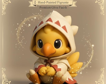 Figurine Chocobo De Final Fantasy - Finition Brillante - Style Origami Low Poly