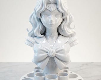 Sailor Magical girl Bust Make Up Station, Brush holder, gifts, anime, gamers, nerds, moonies, Neptune, Stickers, Fan art Garage Kit