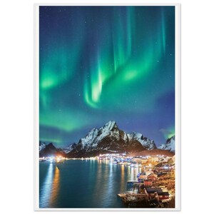 Framed Northern Lights Poster – Ready to Hang, Lofoten Islands Norway Art Print