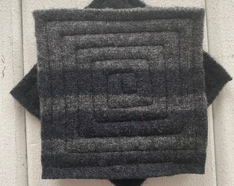 Wool coasters set of 4, Drink Coaster, Black and Gray, Mug Rugs, Shower Gift, Housewarming Gift, Office Gift, Repurposed Wool Coasters