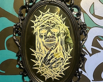 Espejo siroco antiguo grabado a mano