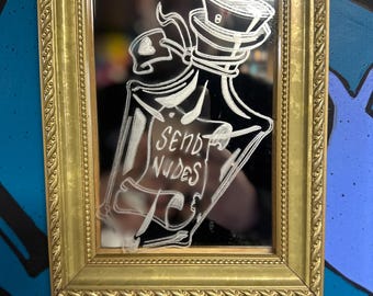 Espejo grabado a mano Send Nudes