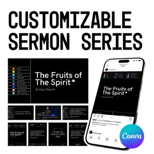 Customizable Church Sermon Series Graphic for Canva &quot;Fruits of the Spirit&quot;