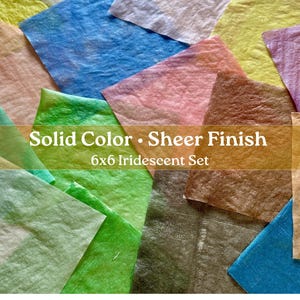 Iridescent Collage Paper Pack, 20 Sheets Hand-Printed Solid Colors for Journals, Collage, and Mixed Media, Creative Art, Free U.S. Shipping