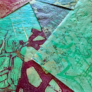 Papéis de colagem com impressão em gel feitos à mão para diários, álbuns de recortes, papéis coloridos para artesanato criativo, projetos de arte em mídia mista e cartões