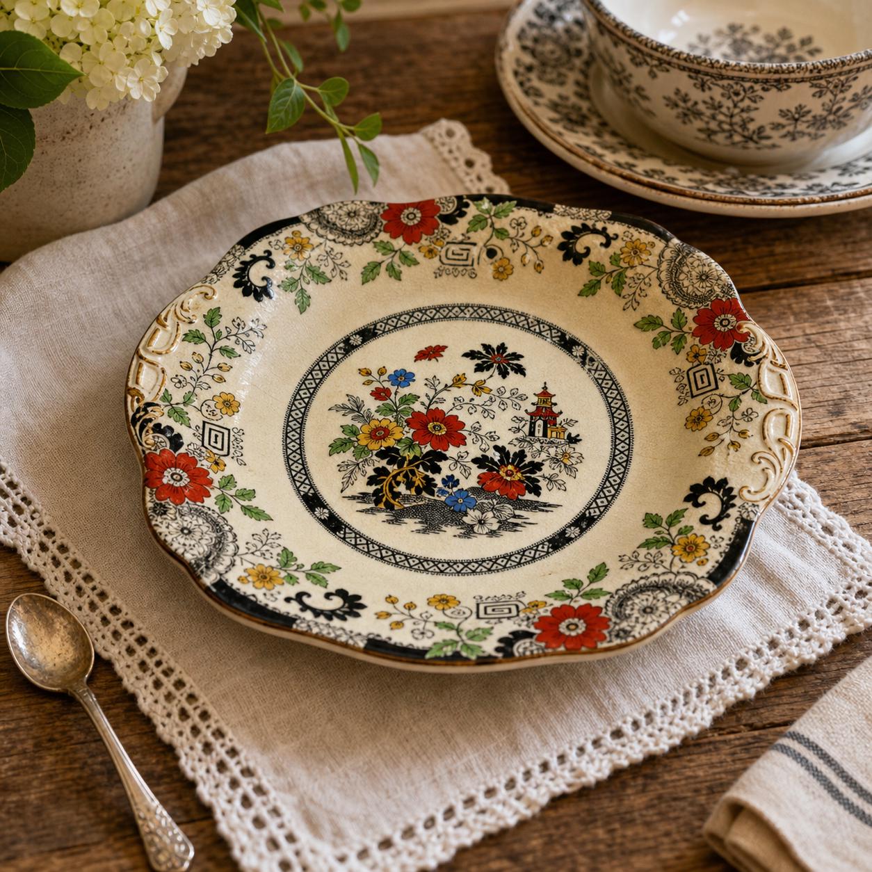 【Coalport】アンティーク　プレート　花柄　透かし Antique Coalport - Etsy