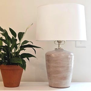 Rustic Shino Ceramic Table Lamp | Handmade Stoneware Lighting in Satin Matte Brown & Tan | Wheel Thrown Pottery Lamp | Ready to Ship