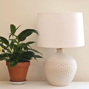 Hand Carved Ceramic Table Lamp: Modern Rustic Pottery Lighting