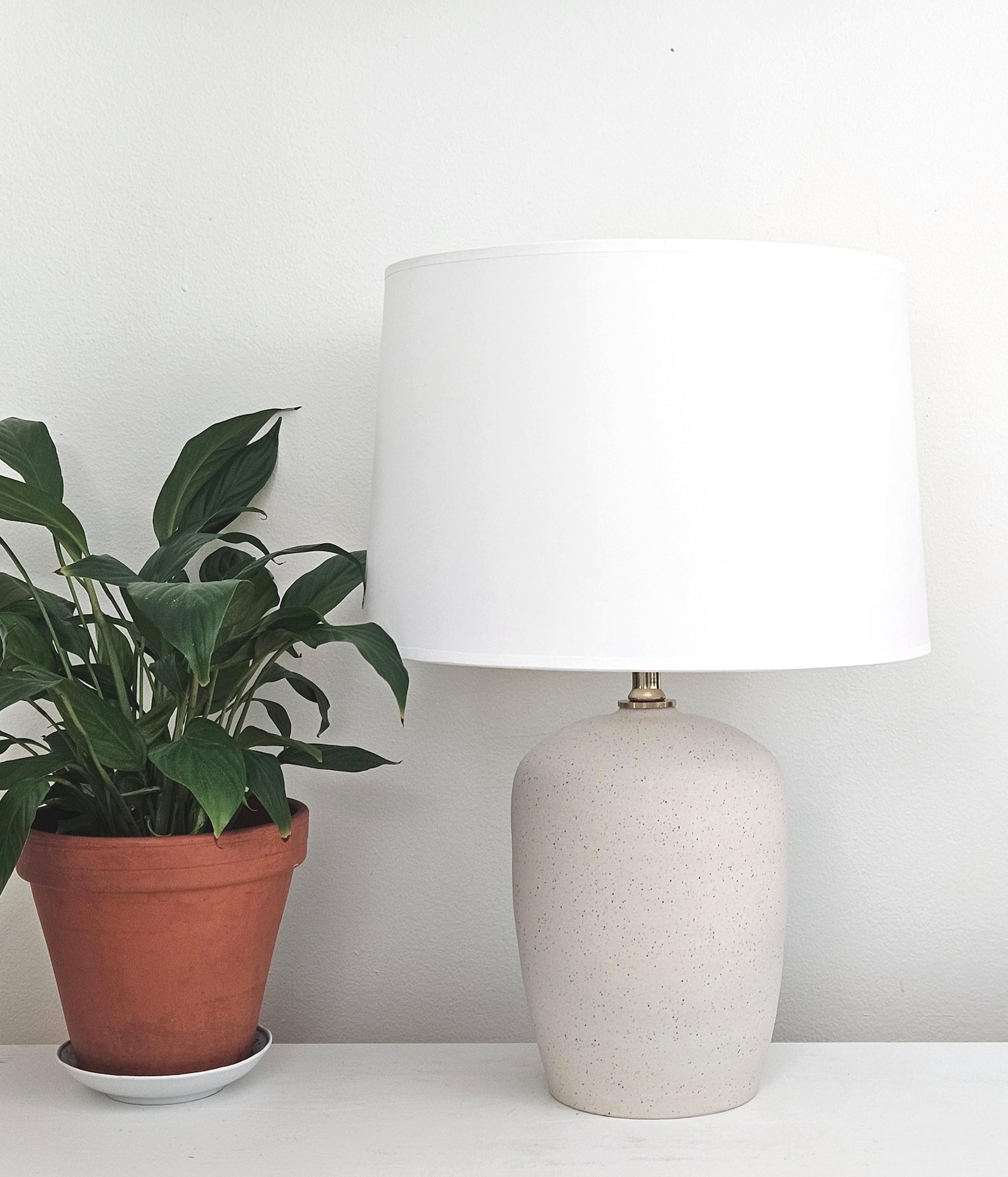 Natural stoneware table lamp for a cowgirl coastal bedroom